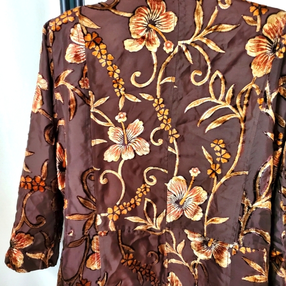 VINTAGE JULIA KEN KIMONO 🌸 Brown Floral Embroidered Jacket • Straight Cropped - Picture 11 of 17